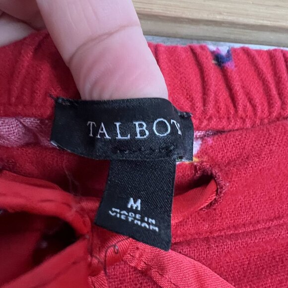 Talbots cotton flannel sleep set red Dancing Penguins print pajamas top pants M - Picture 9 of 11